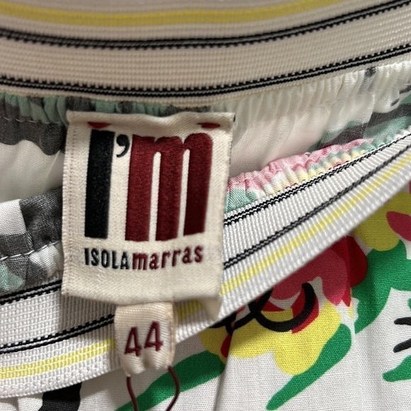 𝅺I’M ISOLA MARRAS Skirt size 8 White Skirt with Floral Print Elastic Waist Rare - Picture 6 of 6